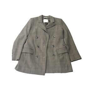 Aritzia Wilfred Margaux Plaid Double Breasted Blazer Women’s Size 4 Brown